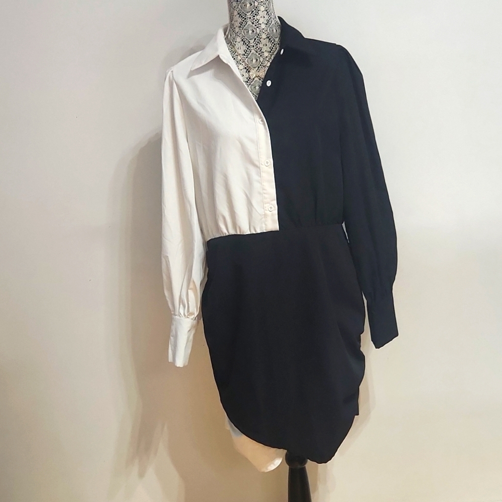 [US12] PRETTY LITTLE THING black & white dress